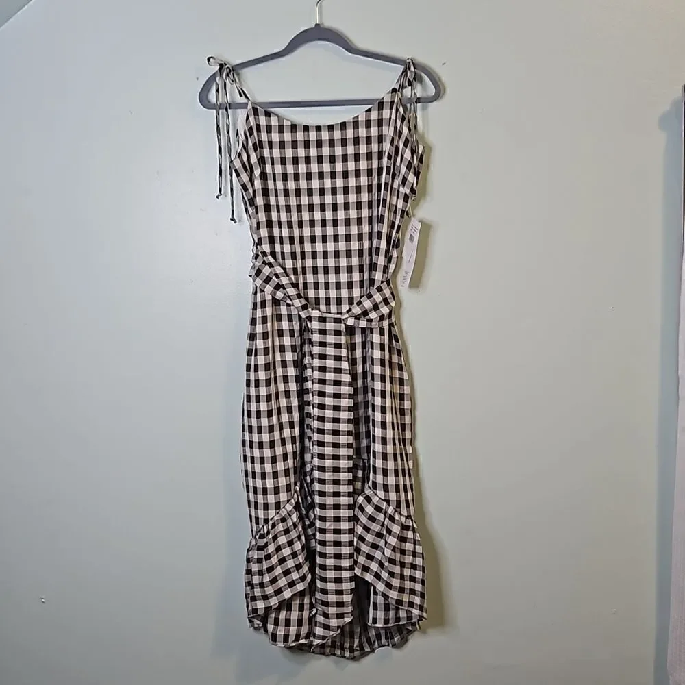 Dress The Population blk/wh checkered gingham ruffled dress.NWT. Size L.